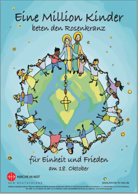 zum Herunterladen - Plakat A4 zur Aktion - <br class=”clear” />"Eine Million Kinder <br class=”clear” />beten den Rosenkranz"