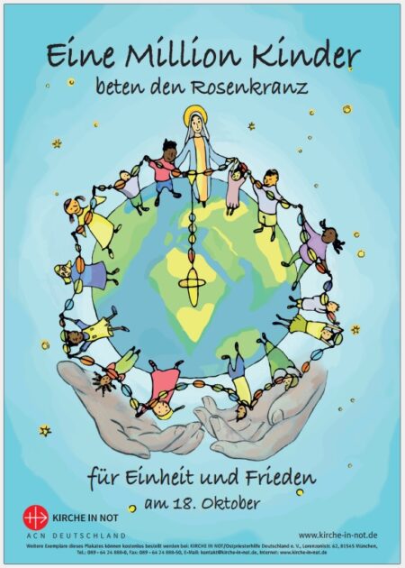 Plakat zur Aktion - "Eine Million Kinder beten den Rosenkranz"