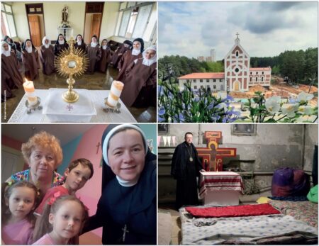 Grußkarte Weltkirche - vier Bilder aus der Weltkirche