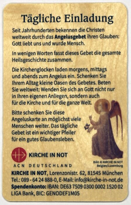 Gebetskarte <br class=”clear” />„Angelusgebet”