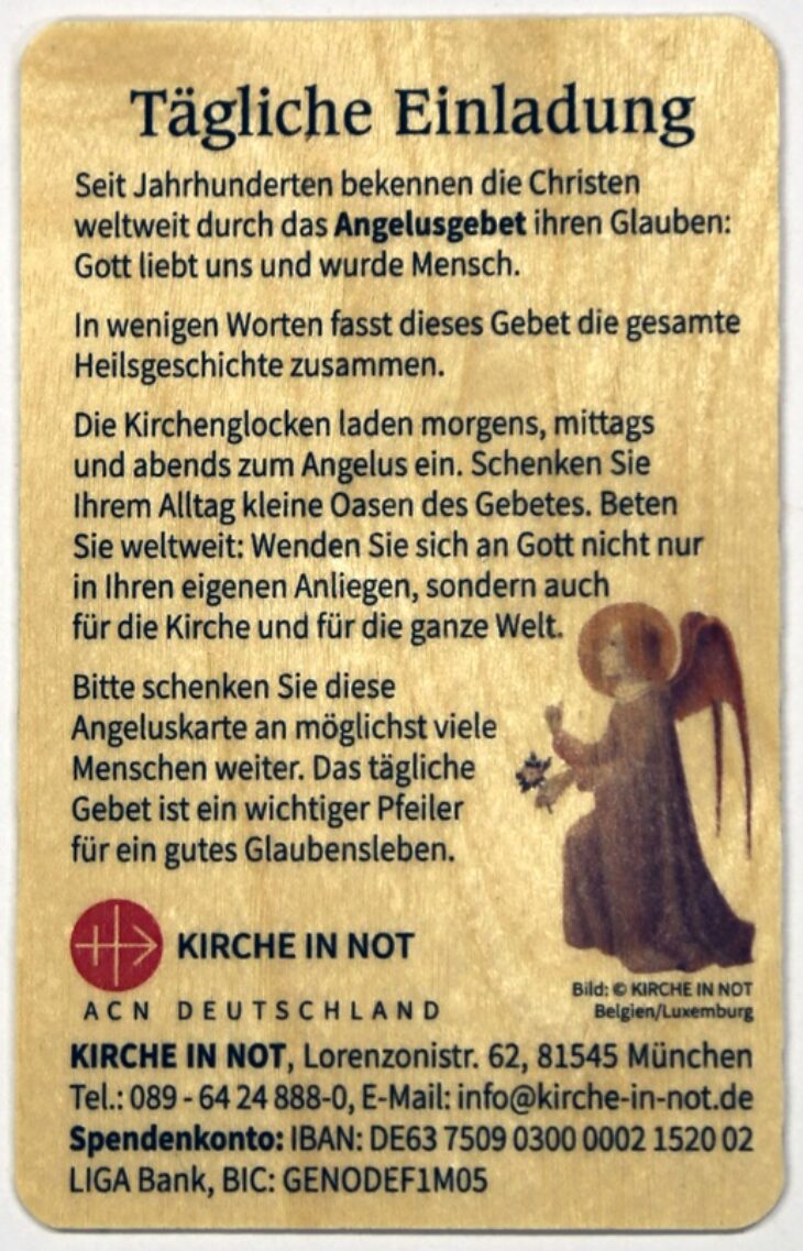 Gebetskarte <br class=”clear” />„Angelusgebet”