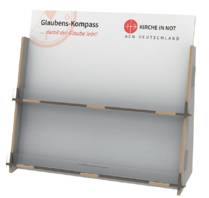 Tischaufsteller für acht Glaubens-Kompasse mit Grundbefüllung "Sakramente und Kirchenjahr"